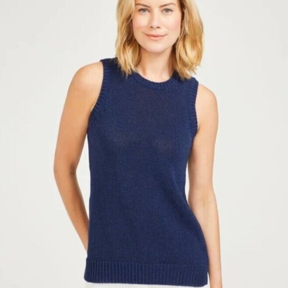 J. McLaughlin Tops - J. McLaughlin Alto Sleeveless Havana Yarn Sweater Tank, Navy Blue, Size XS